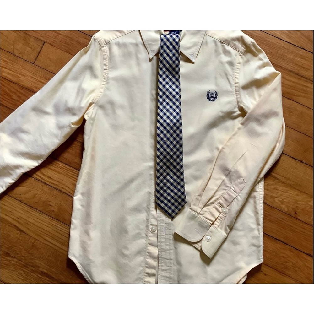 Chaps yellow button down 14/16 boys, Gold Coast Navy & Yellow gingham tie
